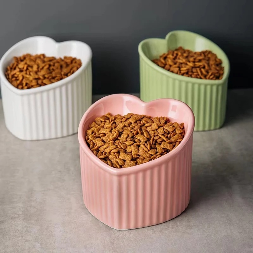 Heart-Shaped Ceramic Pet Bowls